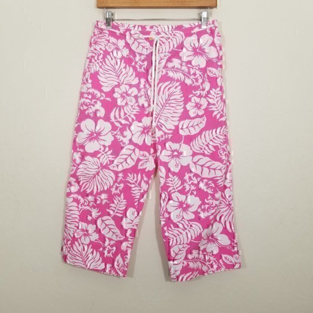Lauren Ralph Lauren Floral Tropical Capri Pants Beach Summer Pink Size 10P